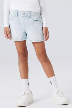 denim regular short met strasssteentjes light blue denim