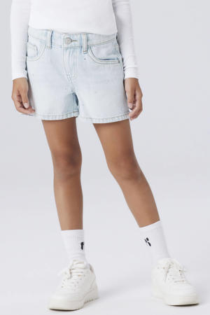 denim regular short met strasssteentjes light blue denim