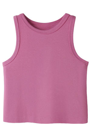 mouwloze top felroze