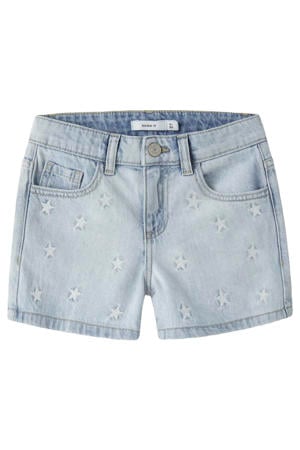 regular denim short met sterren light blue bleached