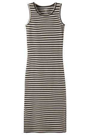 gestreepte maxi jurk bruin