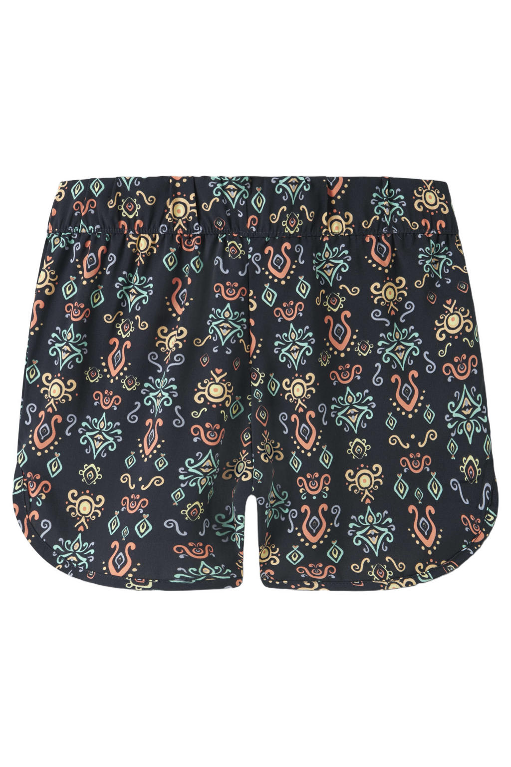 Donkerblauw en multikleurige meisjes NAME IT KIDS regular gebloemde casual short van polyester met elastische tailleband
