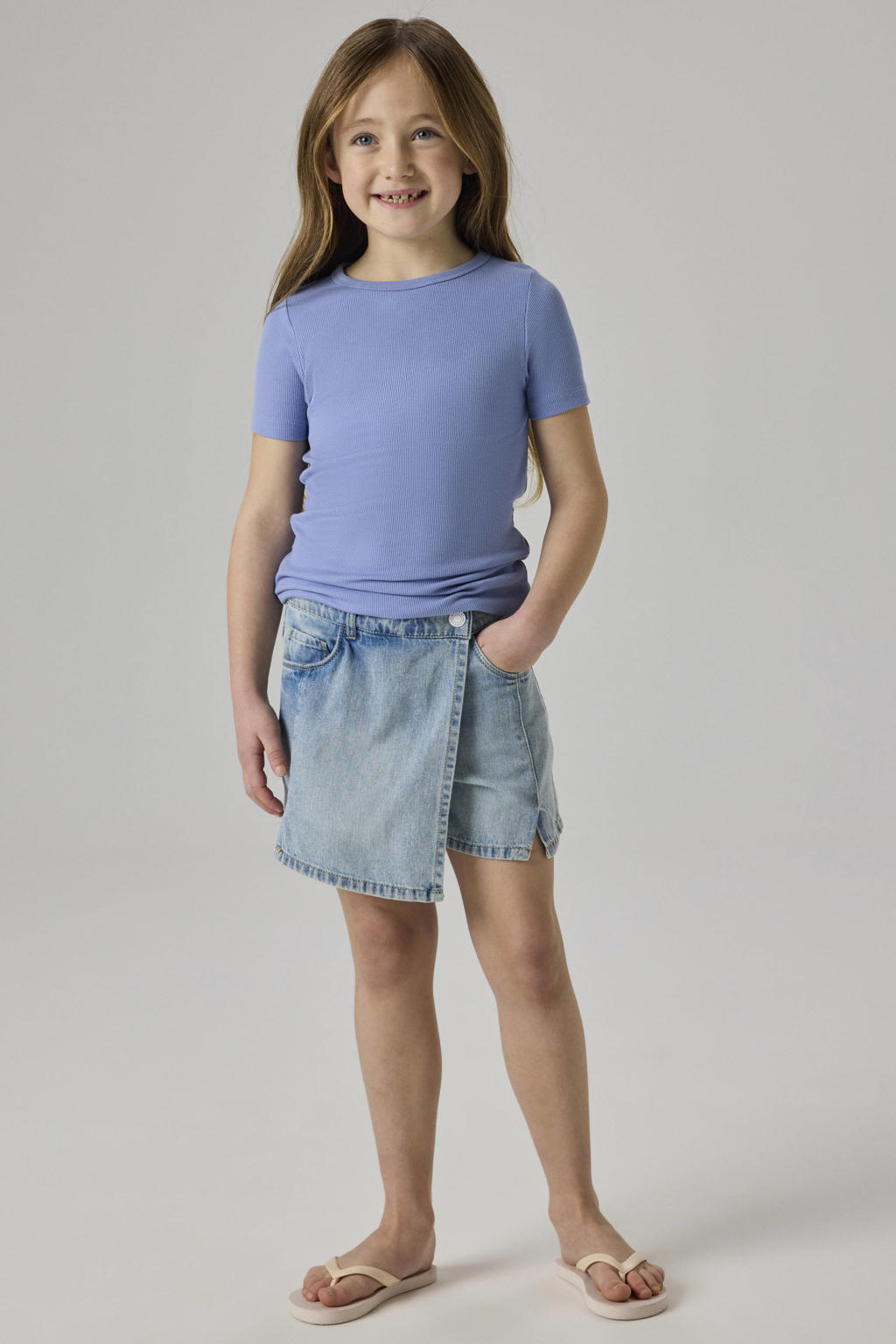 Lilakleurige meisjes NAME IT KIDS mouwloze top rib gebreid met effen en ronde hals