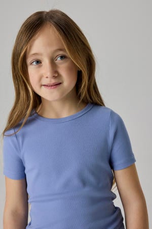 mouwloze top rib gebreid lila
