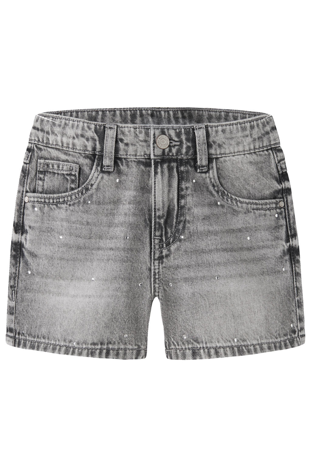 Grey denim meisjes NAME IT KIDS regular short van denim met rits- en knoopsluiting en effen