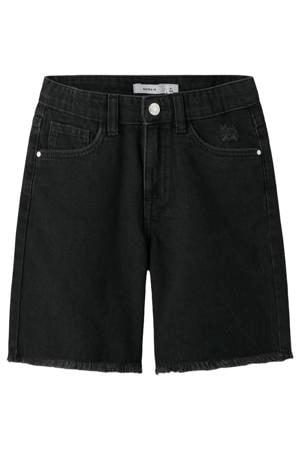 denim wide leg short black denim