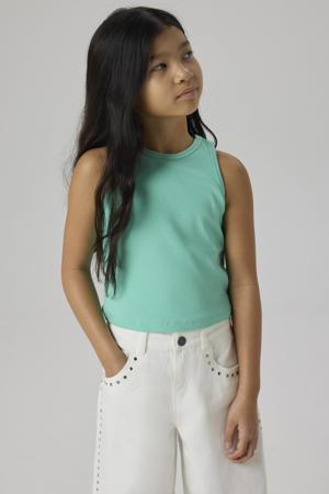 mouwloze top mintgroen