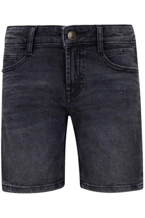 straight regular waist short black denim