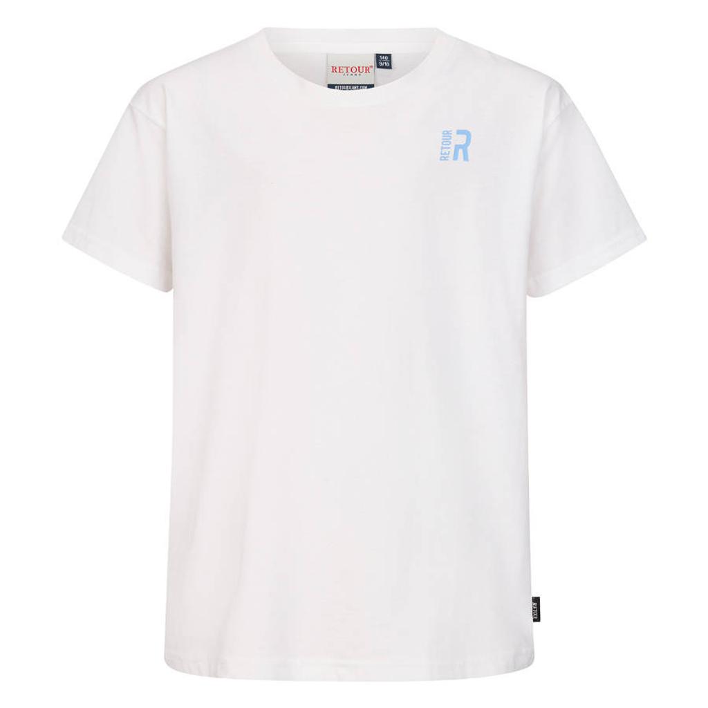 Witte jongens Retour Jeans T-shirt van katoen met effen, korte mouwen en ronde hals