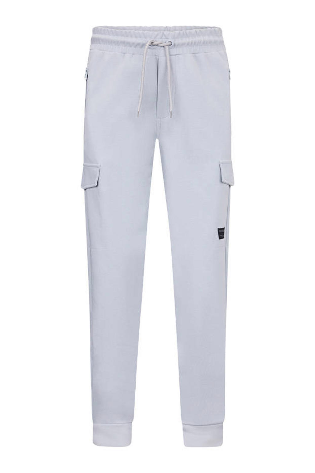 Grijsblauwe jongens Retour Jeans regular cargobroek blauw van katoen met effen