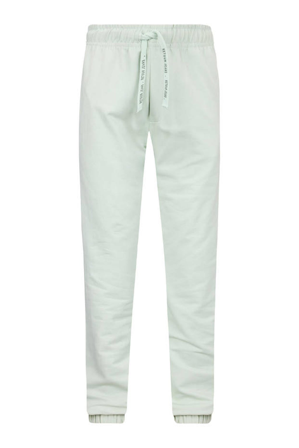 Mintgroene jongens Retour Jeans regular sweatpants van stretchkatoen met effen