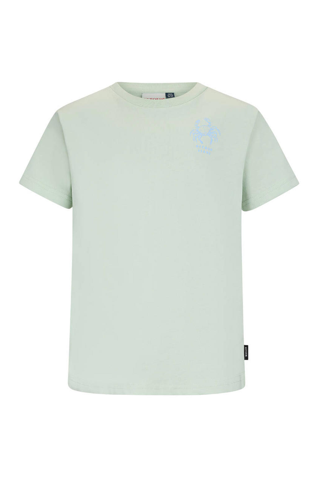Mintgroene jongens Retour Jeans T-shirt van katoen met backprint, korte mouwen en ronde hals