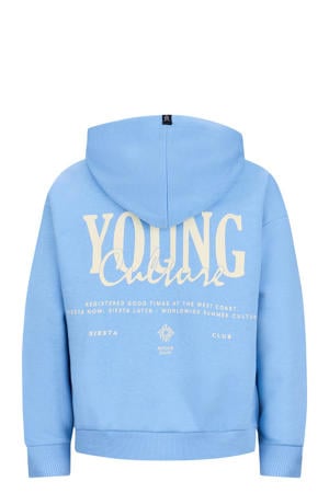 hoodie met backprint lichtblauw
