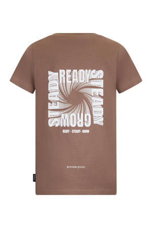 T-shirt met backprint bruin