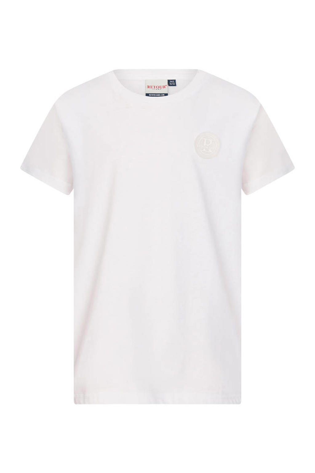 Witte jongens Retour Jeans T-shirt van katoen met backprint, korte mouwen en ronde hals