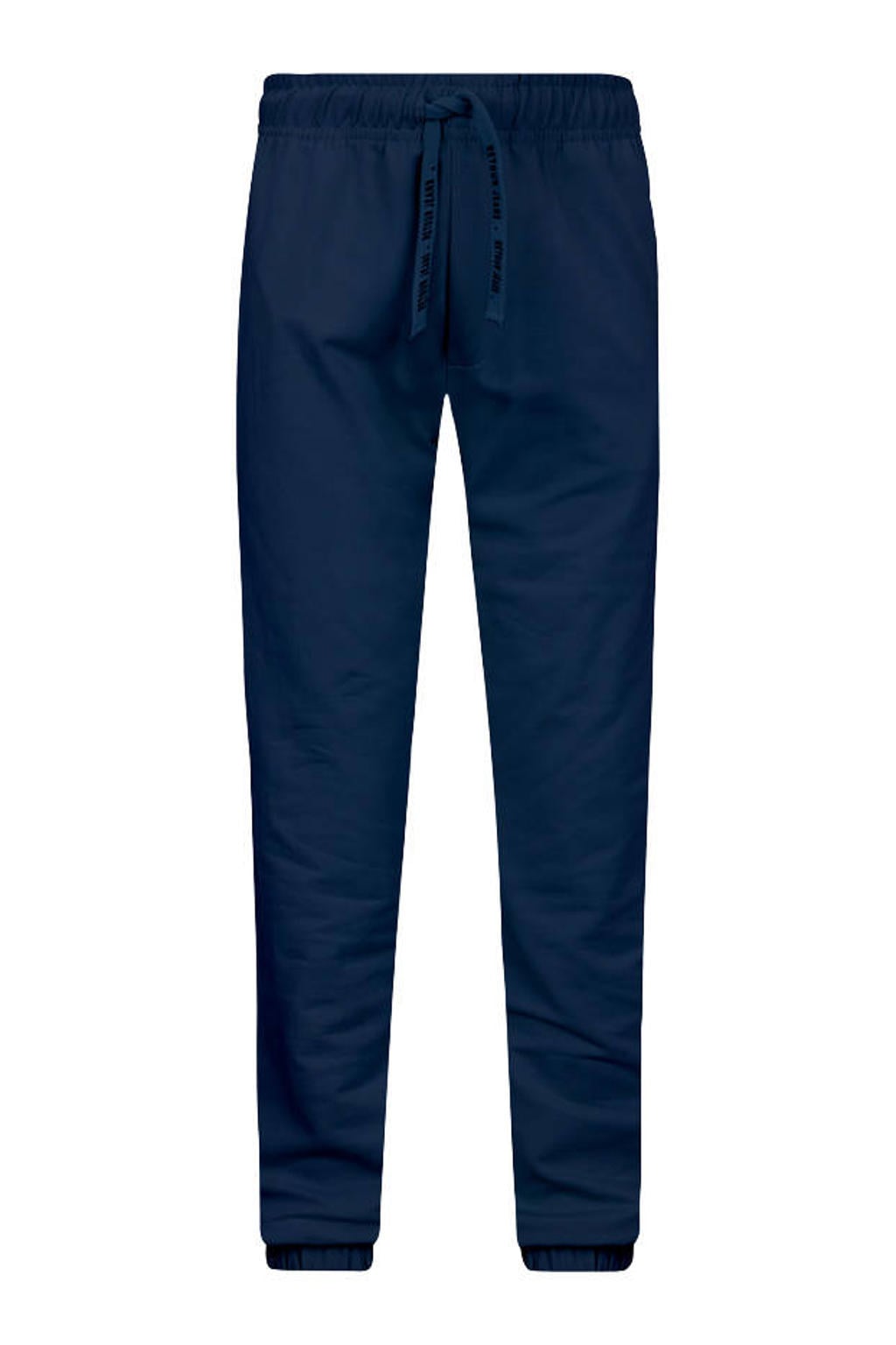 Donkerblauwe jongens Retour Jeans regular sweatpants van stretchkatoen met effen