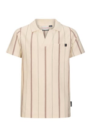 gestreepte polo crème met textuur