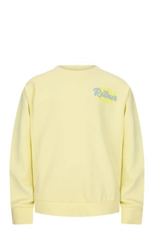 sweater met backprint lichtgeel