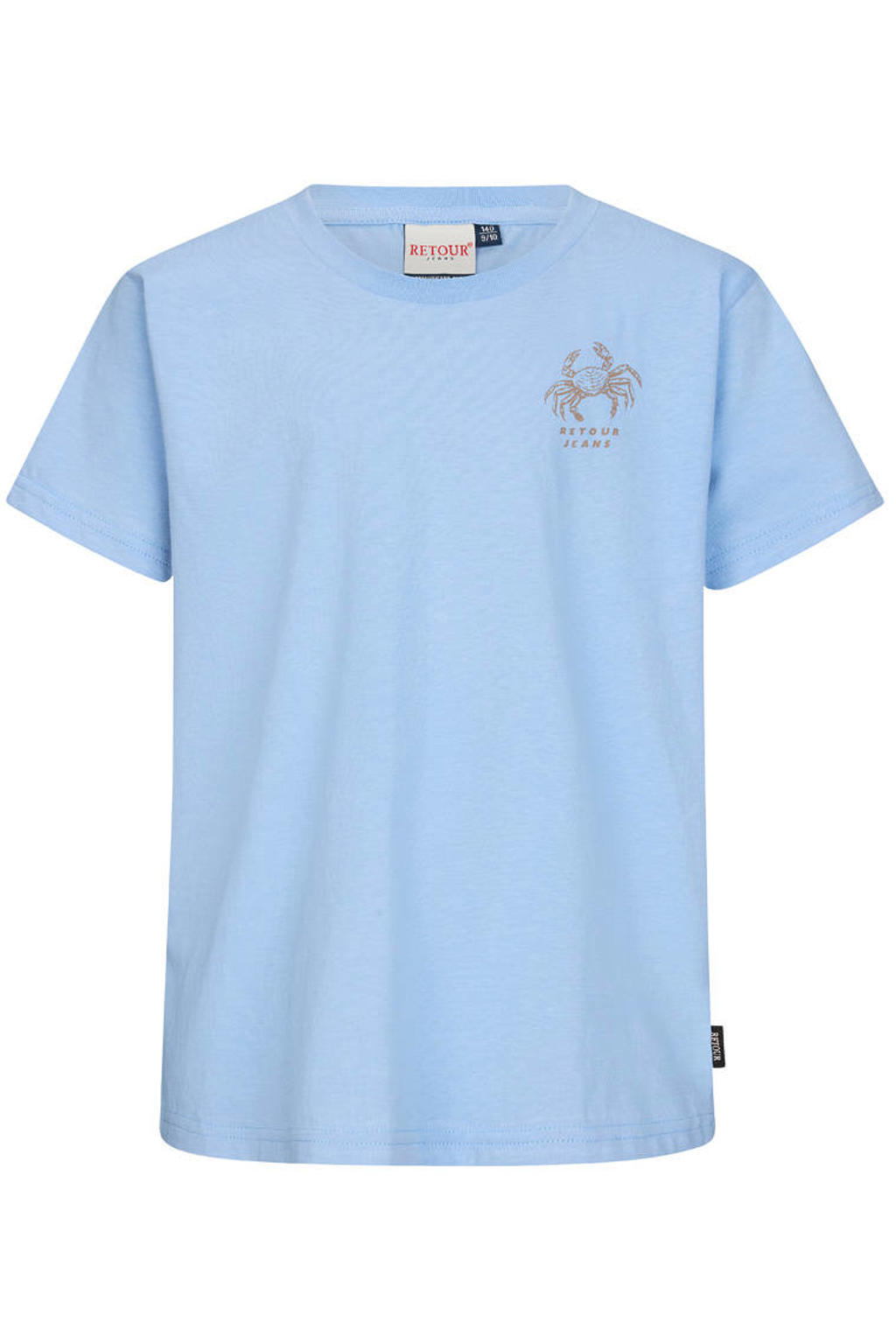 Lichtblauwe jongens Retour Jeans T-shirt van katoen met backprint, korte mouwen en ronde hals