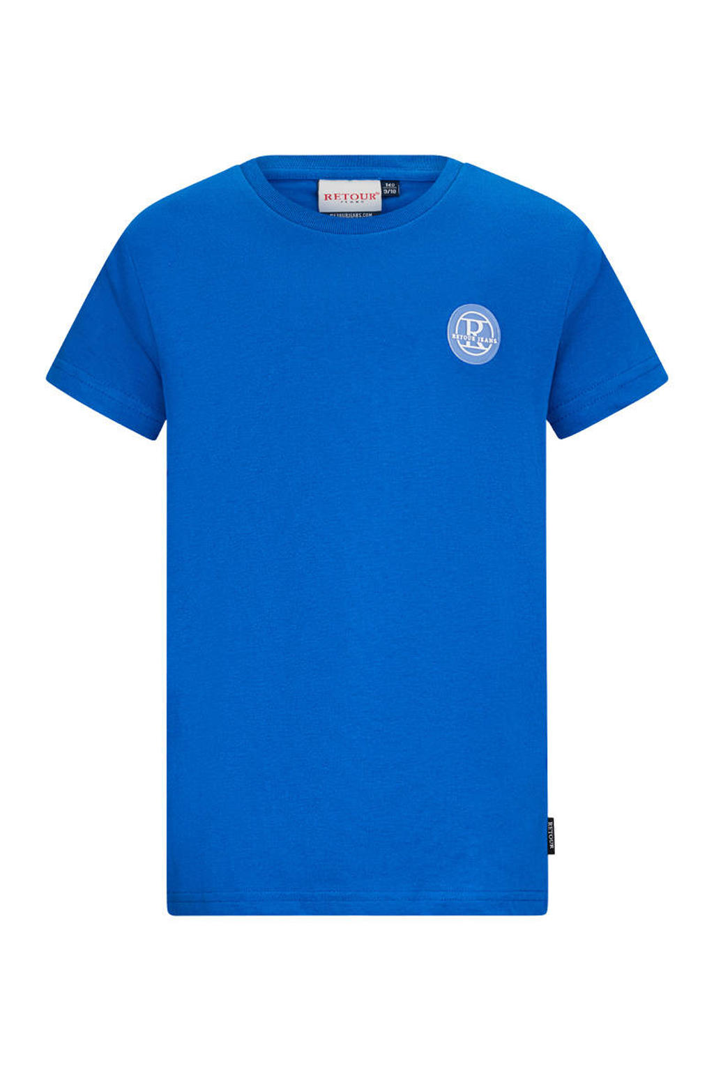 Blauwe jongens Retour Jeans T-shirt van katoen met backprint, korte mouwen en ronde hals
