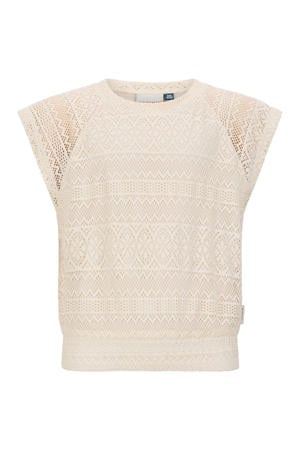 mouwloze top beige