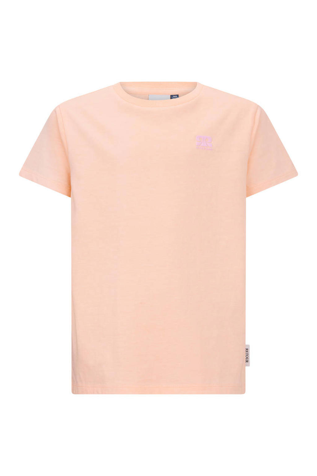 Oranje meisjes Retour Jeans T-shirt van katoen met logo dessin, korte mouwen en ronde hals