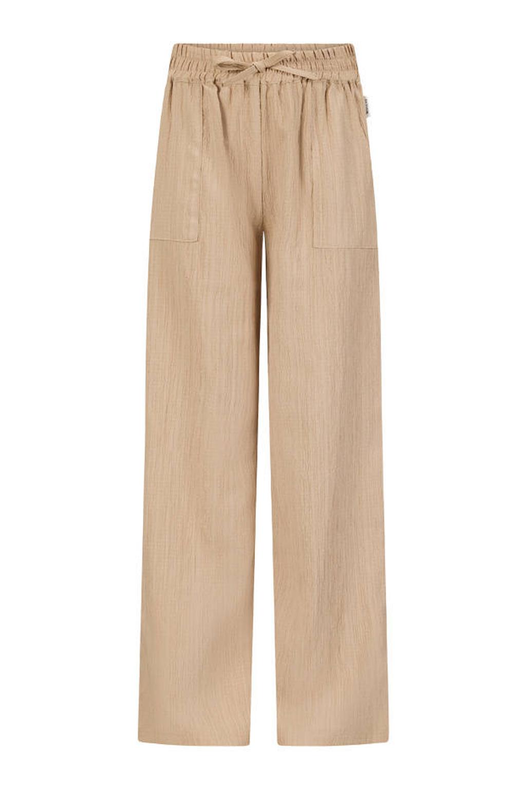 Beige meisjes Retour Jeans wide leg casual broek met effen