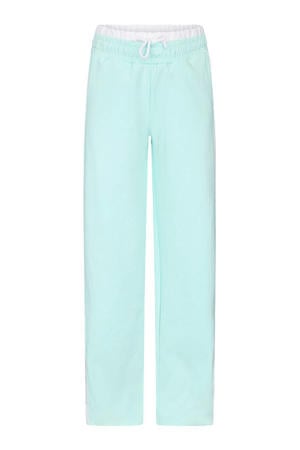 wide leg regular waist casual broek lichtblauw