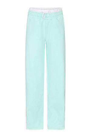 wide leg regular waist casual broek lichtblauw
