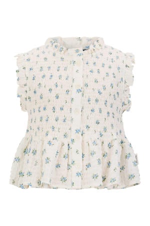 gebloemde blouse wit met textuur