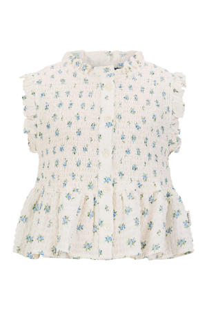 gebloemde blouse wit met textuur