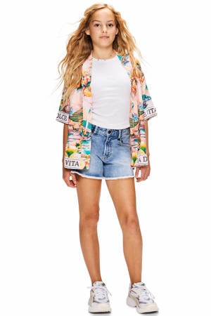 relaxed regular waist short medium blue denim