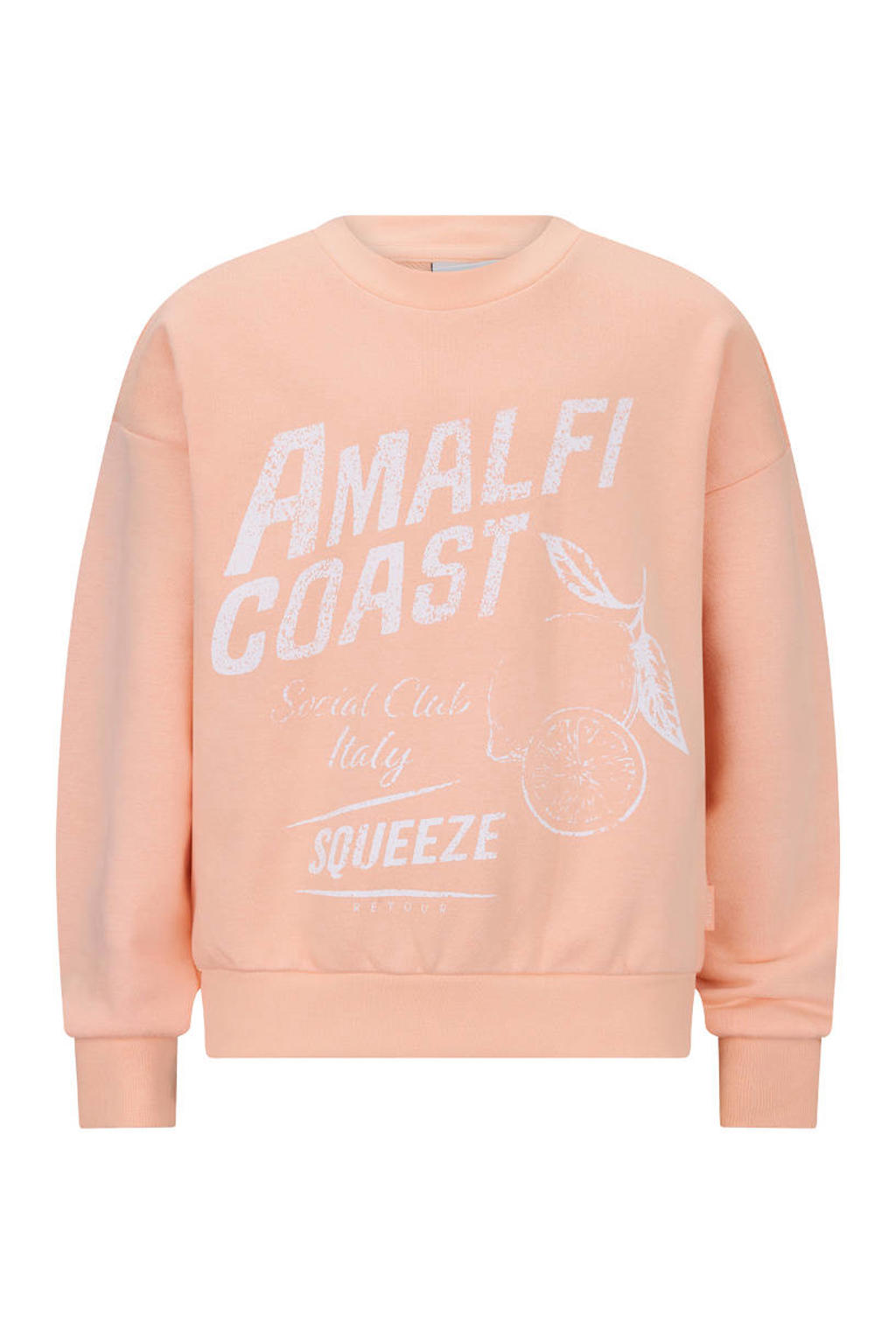 Roze meisjes Retour Jeans sweater roze met printopdruk, lange mouwen en geribde boorden