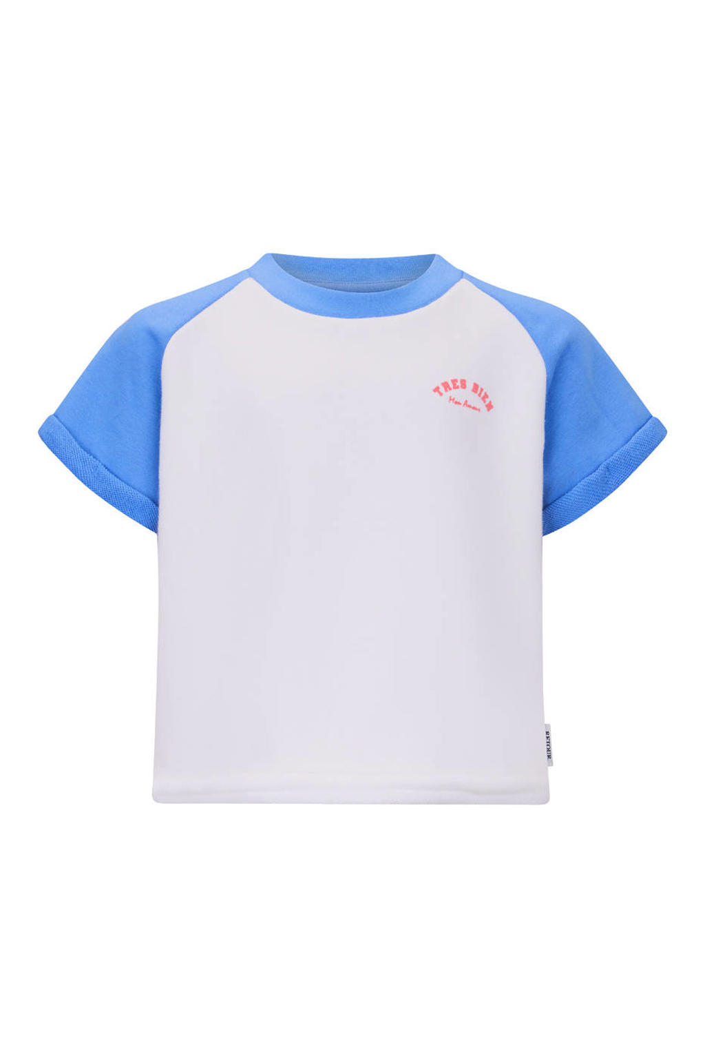 Wit en blauwe meisjes Retour Jeans T-shirt van katoen met backprint, korte mouwen en ronde hals