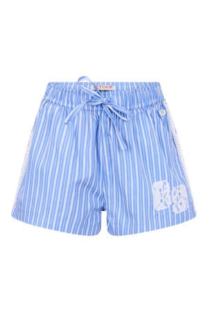 relaxed regular waist gestreepte casual short lichtblauw