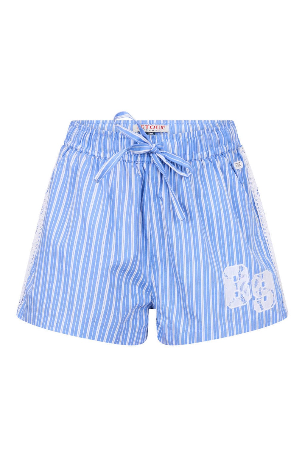 Lichtblauwe meisjes Retour Jeans relaxed regular waist gestreepte casual short van katoen