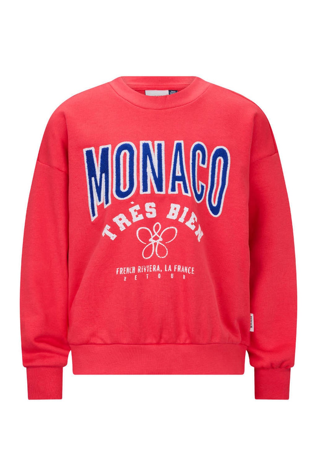 Rode meisjes Retour Jeans longsleeve van sweat materiaal met printopdruk, lange mouwen, ronde hals en geribde boorden