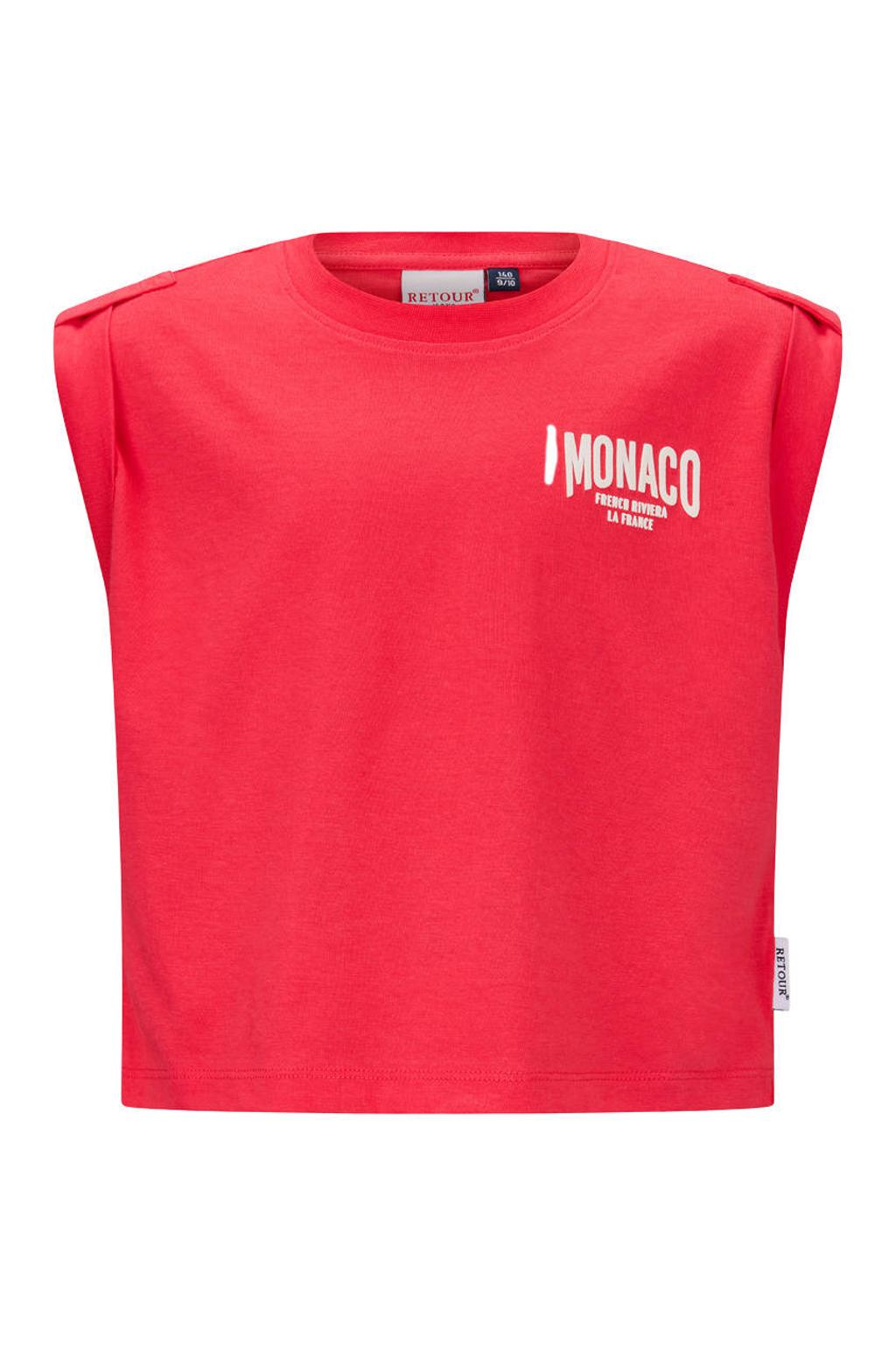 Rode meisjes Retour Jeans T-shirt van katoen met backprint, ronde hals en omslagdetail