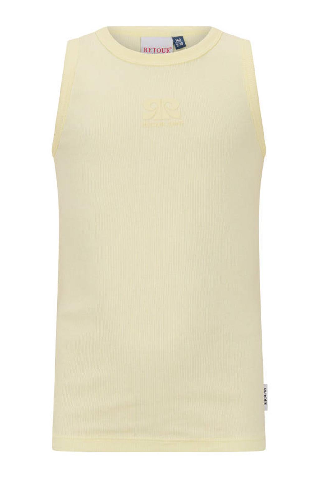 Lichtgele meisjes Retour Jeans tanktop van stretchkatoen met printopdruk en ronde hals