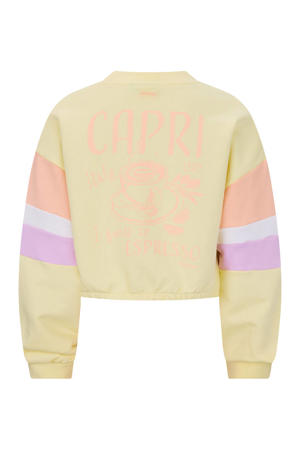 sweater met backprint lichtgeel