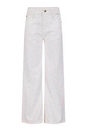 wide leg regular waist casual broek wit