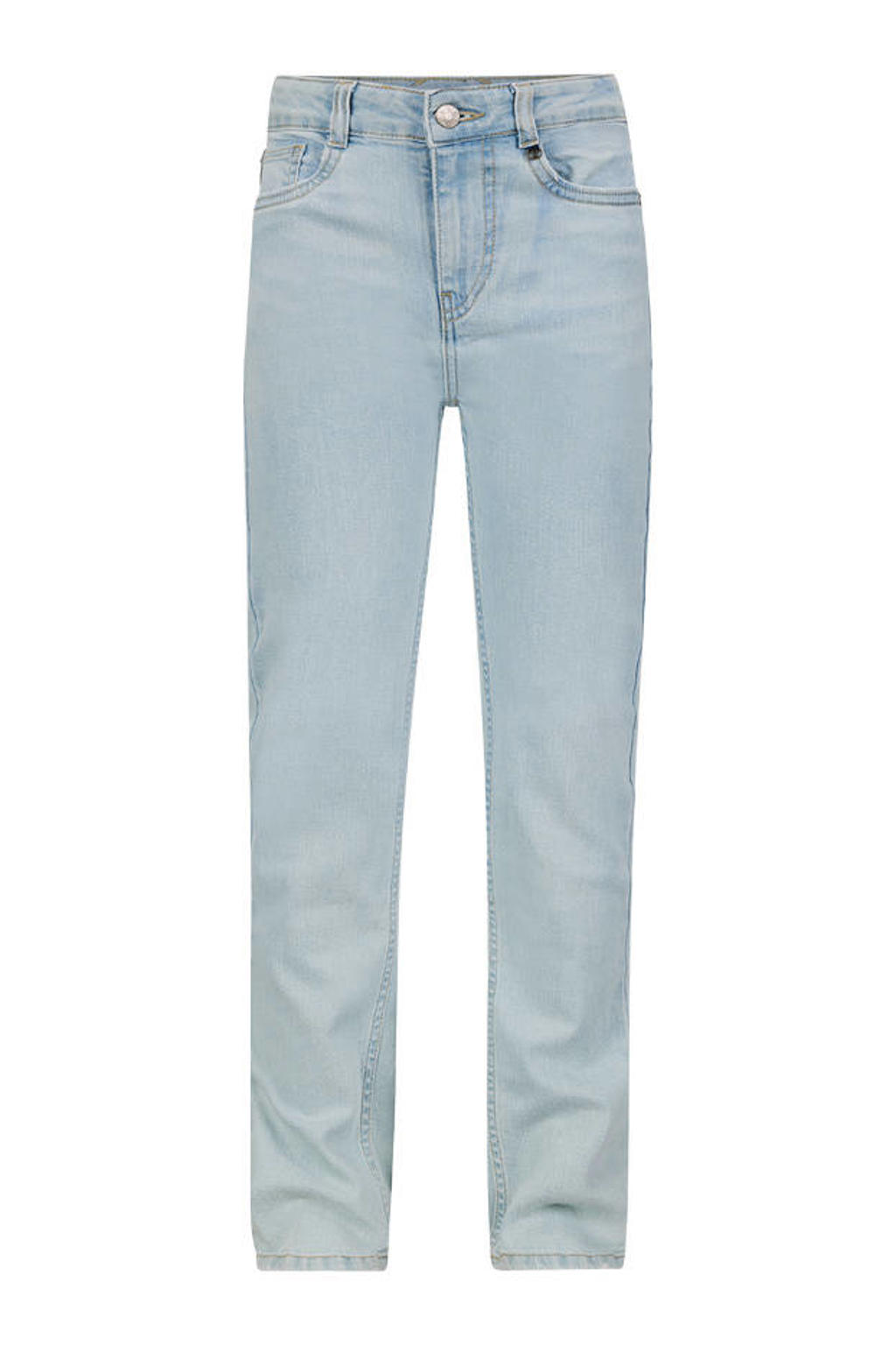 Light blue denim meisjes Retour Jeans Hazel straight leg jeans van stretchdenim met rits- en knoopsluiting en effen