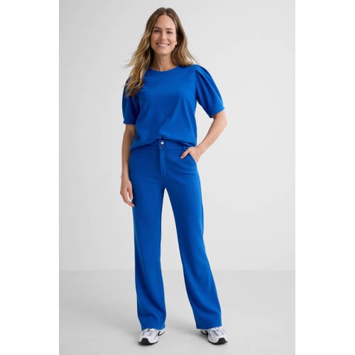 Geisha high waist flared broek blauw afbeelding