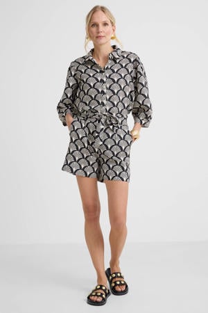 mom high waist casual short zwart