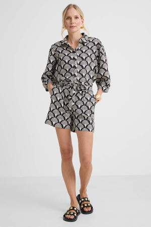 mom high waist casual short zwart