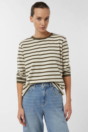 gestreepte longsleeve olijfgroen