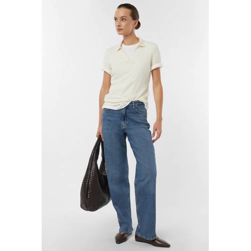 comma wide leg jeans medium blue denim afbeelding