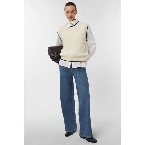 comma high waist flared jeans dark blue denim afbeelding