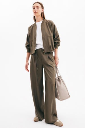 wide leg high waist broek donkergroen