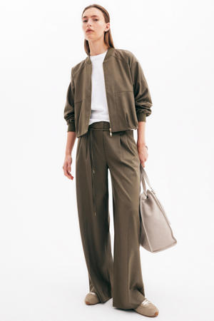 wide leg high waist broek donkergroen